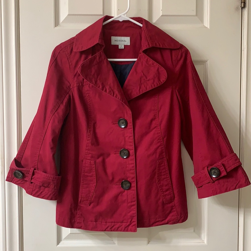 🌷3 for $25🌷Merona, US S, Red Lightly Lined Cotton 3/4 Bell Sleeved Jacket
